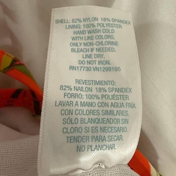 **Kona Sol Orange Floral One-Piece Swimsuit – Women’s Size Large** - Picture 3 of 4